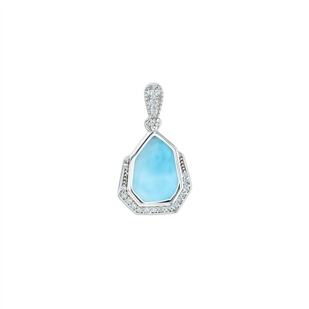 925 Sterling  Silver Larimar Abstract Pendant  2.2 gm